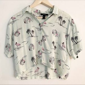 Surfer button up cropped blouse